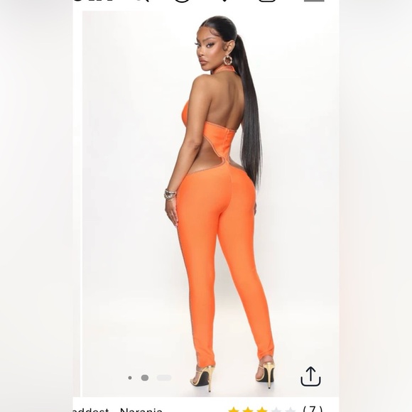 FASHION NOVA. Vibrant Orange Cutout Jumpsuit - Picture 2 of 7